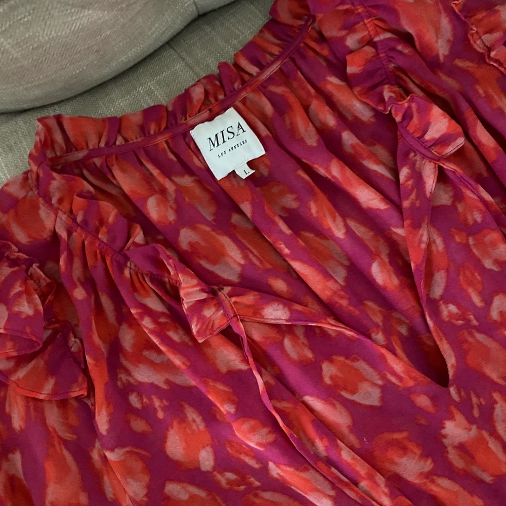 MISA Los Angeles long sleeve ruffle mini dress - Picture 5 of 6